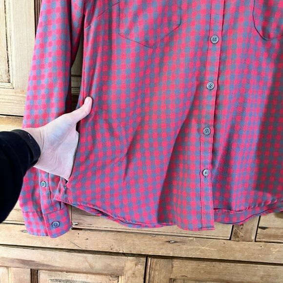Women's Toad & Co Medium Dakotah Travel Shirt Plaid Flannel Button Down Pink‎ - Picture 7 of 11